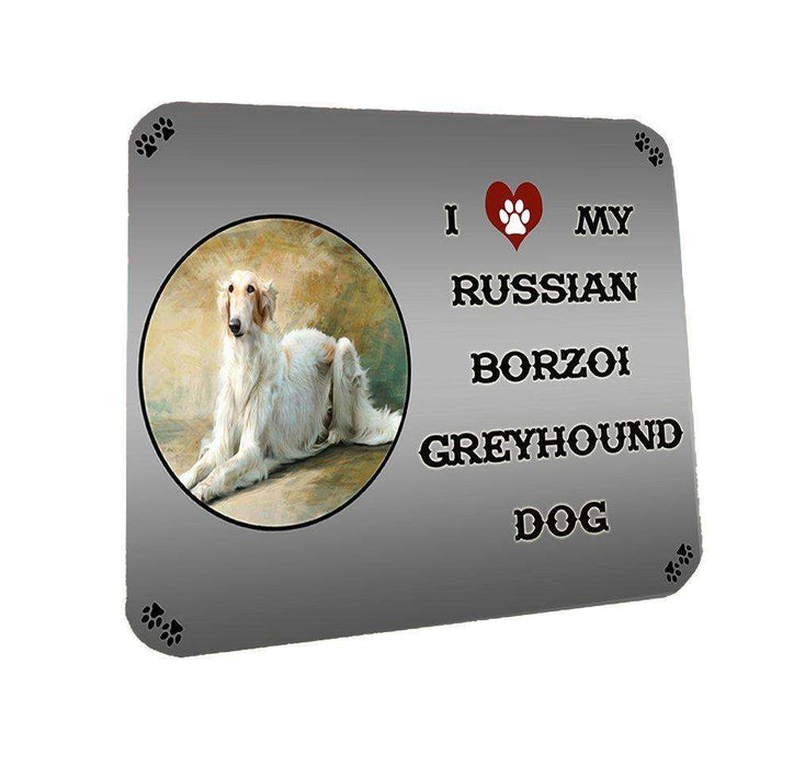 I love My Russian Borzoi Greyhound Dog Coasters Set of 4