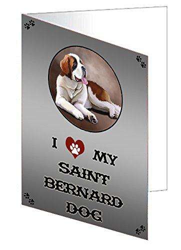 I love My Saint Bernard Dog Handmade Artwork Assorted Pets Greeting Cards and Note Cards with Envelopes for All Occasions and Holiday Seasons