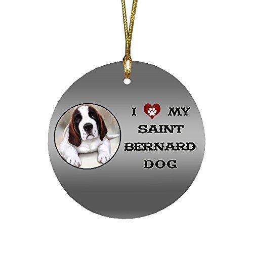 I love My Saint Bernard Dog Round Christmas Ornament
