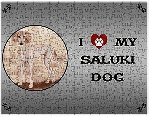 I love My Saluki Puppy Dog Puzzle with Photo Tin D217