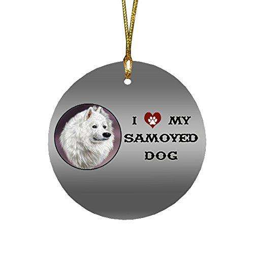 I love My Samoyed Dog Round Christmas Ornament