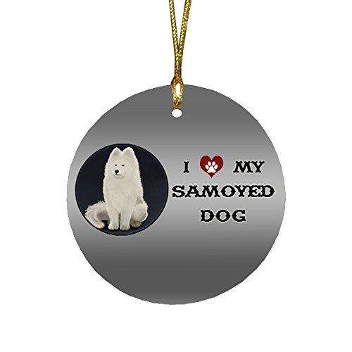 I love My Samoyed Dog Round Christmas Ornament