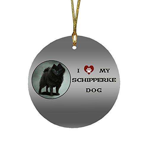 I love My Schipperke Dog Round Christmas Ornament