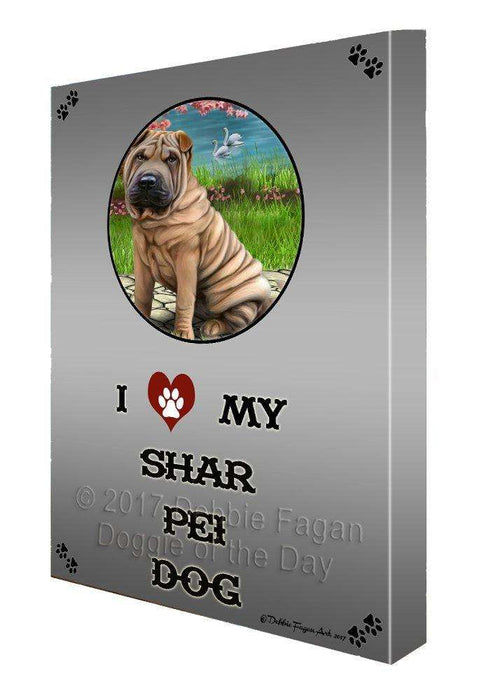 I love My Shar Pei Dog Canvas Wall Art