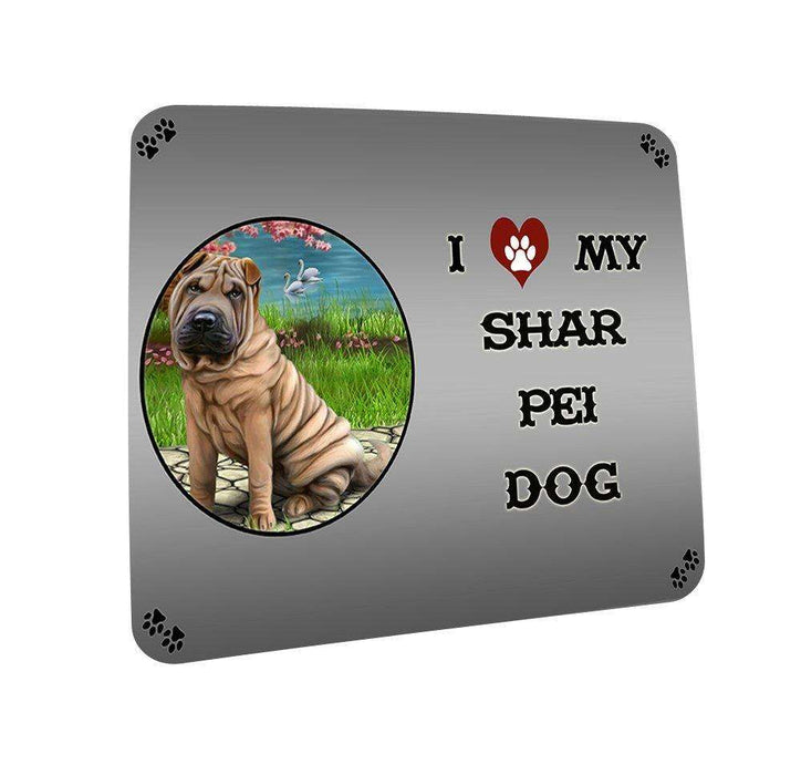 I love My Shar Pei Dog Coasters Set of 4