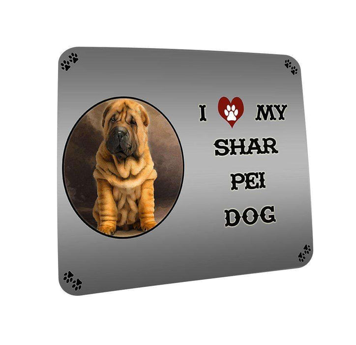 I love My Shar Pei Puppy Dog Coasters Set of 4