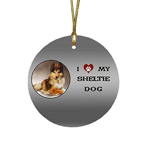 I love My Sheltie Dog Round Christmas Ornament