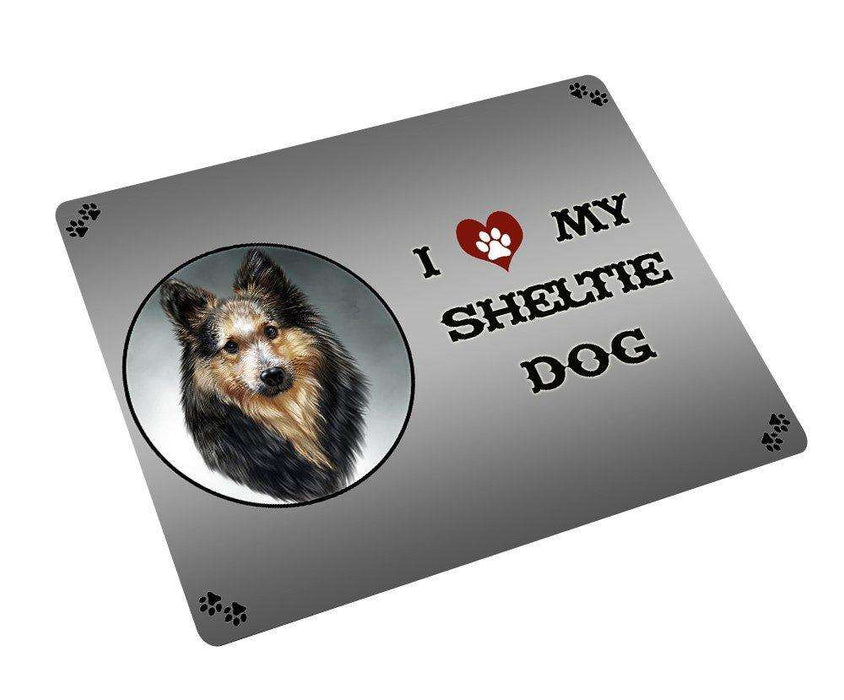I love My Sheltie Dog Tempered Cutting Board