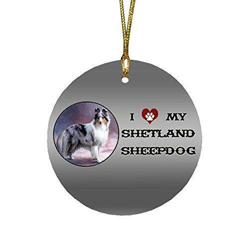 I love My Shetland Sheepdog Round Christmas Ornament