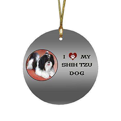 I love My Shih Tzu Dog Round Christmas Ornament