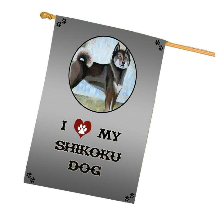 I Love My Shikoku Dog House Flag