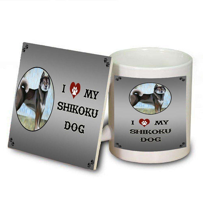 I Love My Shikoku Dog Mug and Coaster Set