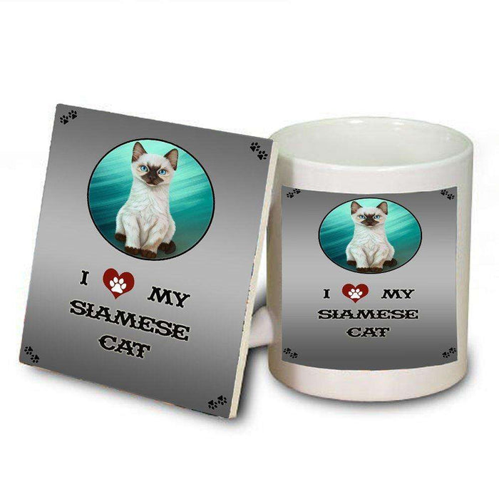 I love My Siamese Kitten Cat Mug and Coaster Set