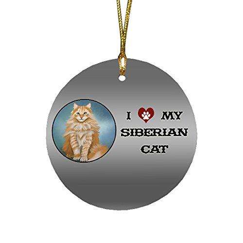 I love My Siberian Cat Round Christmas Ornament