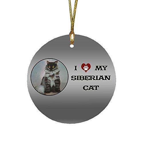 I love My Siberian Cat Round Christmas Ornament