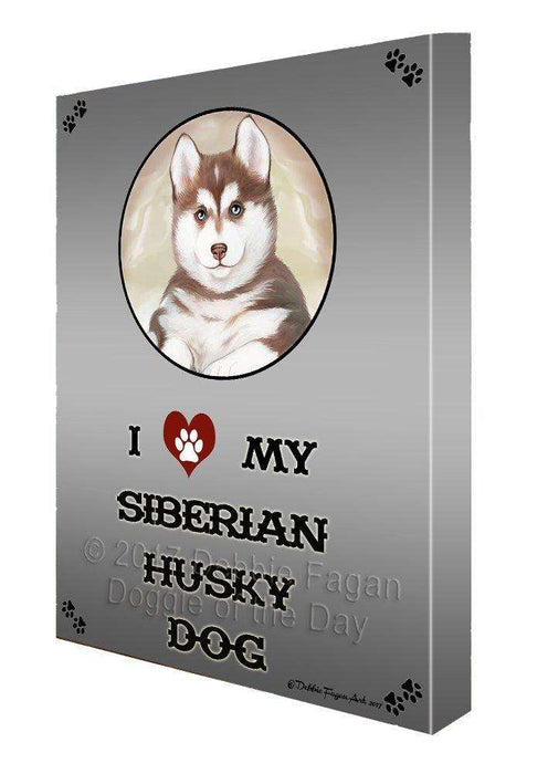 I love My Siberian Husky Dog Canvas Wall Art