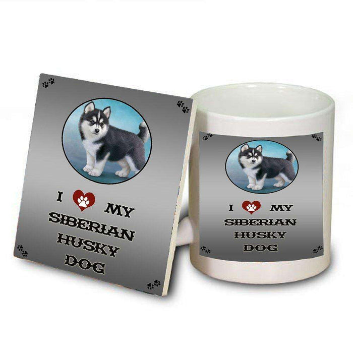 I love My Siberian Husky Dog Mug and Coaster Set