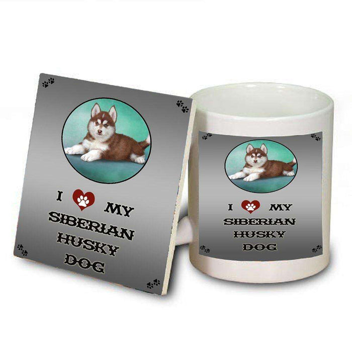 I love My Siberian Husky Puppy Dog Mug and Coaster Set