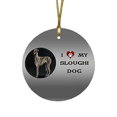 I love My Sloughi Dog Round Christmas Ornament