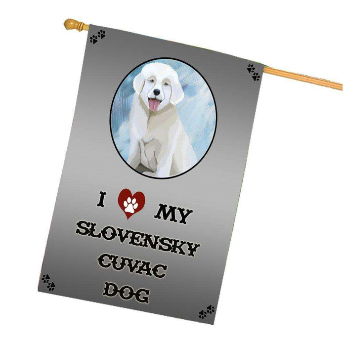 I Love My Slovensky Cuvac Dog House Flag