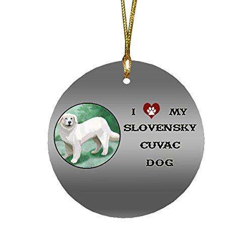 I love My Slovensky Cuvac Dog Round Christmas Ornament