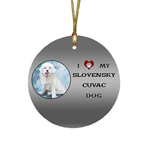 I love My Slovensky Cuvac Puppy Dog Round Christmas Ornament