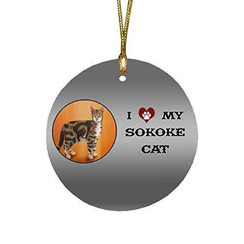 I love My Sokoke Cat Round Christmas Ornament