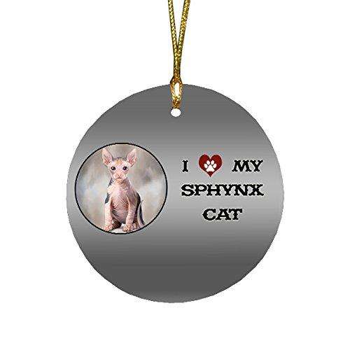 I love My Sphynx Cat Round Christmas Ornament