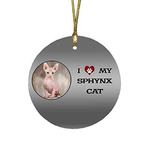 I love My Sphynx Cat Round Christmas Ornament