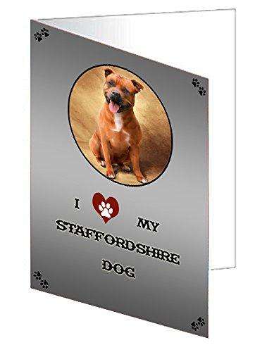 I love My Staffordshire Dog Handmade Artwork Assorted Pets Greeting Cards and Note Cards with Envelopes for All Occasions and Holiday Seasons