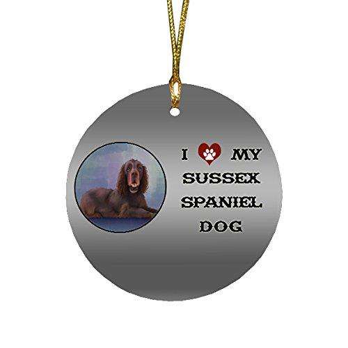 I love My Sussex Spaniel Dog Round Christmas Ornament