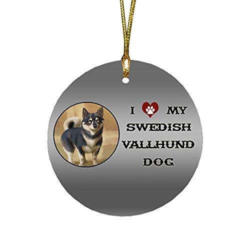 I love My Swedish Vallhund Dog Round Christmas Ornament