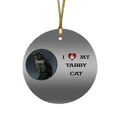 I love My Tabby Cat Round Christmas Ornament