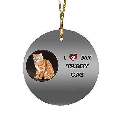I love My Tabby Cat Round Christmas Ornament