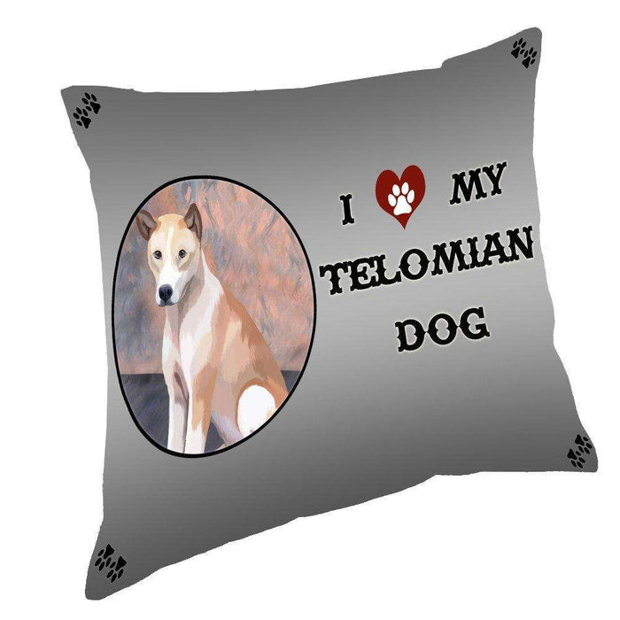 I Love My Telomian Dog Throw Pillow