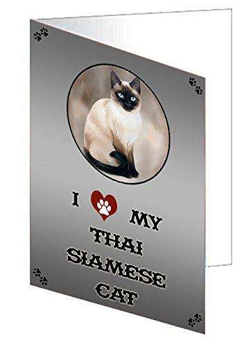 I love My Thai Siamese Cat Handmade Artwork Assorted Pets Greeting Cards and Note Cards with Envelopes for All Occasions and Holiday Seasons