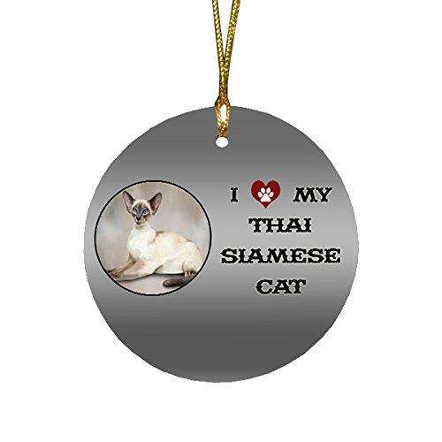 I love My Thai Siamese Cat Round Christmas Ornament