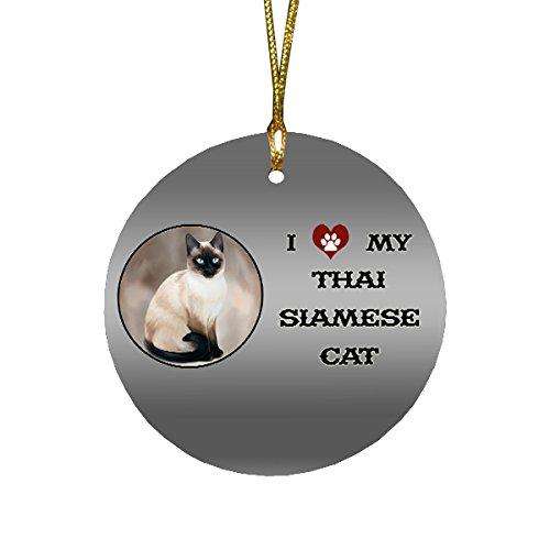 I love My Thai Siamese Cat Round Christmas Ornament