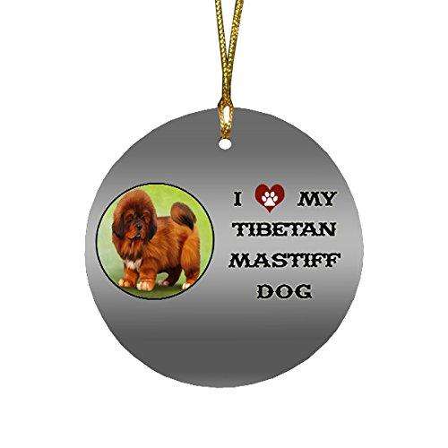 I love My Tibetan Mastiff Dog Round Christmas Ornament