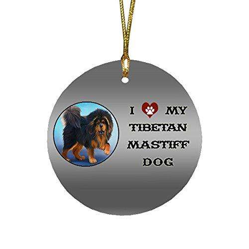 I love My Tibetan Mastiff Dog Round Christmas Ornament