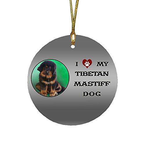 I love My Tibetan Mastiff Puppy Round Christmas Ornament