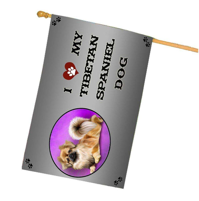 I love My Tibetan Spaniel Dog House Flag