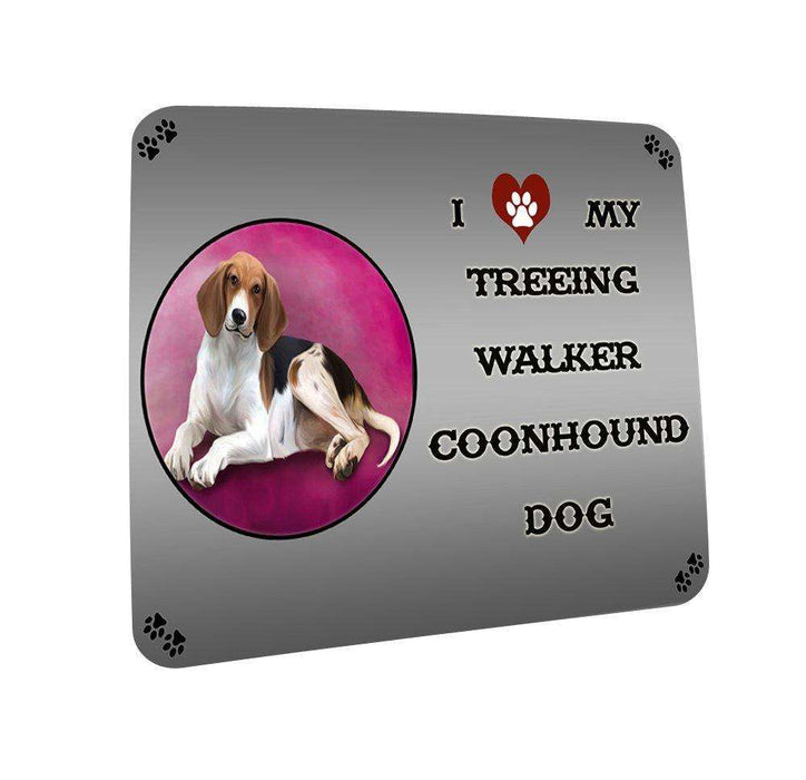 I love My Treeing Walker Coonhound Dog Coasters Set of 4