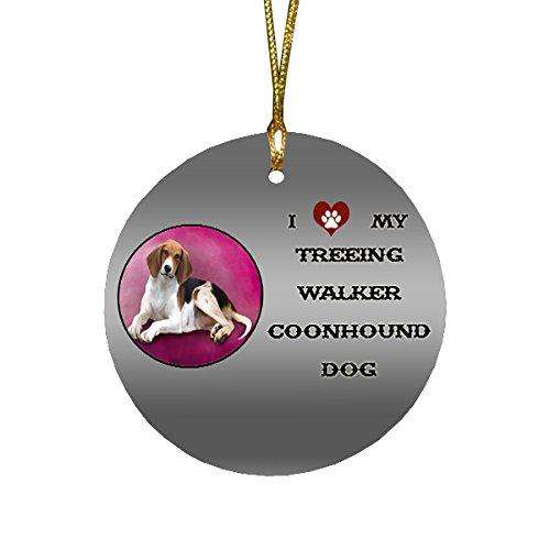 I love My Treeing Walker Coonhound Dog Round Christmas Ornament
