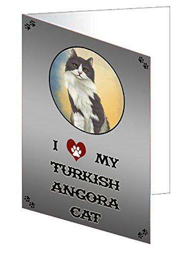 I love My Turkish Angora Cat Handmade Artwork Assorted Pets Greeting Cards and Note Cards with Envelopes for All Occasions and Holiday Seasons