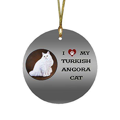 I love My Turkish Angora Cat Round Christmas Ornament