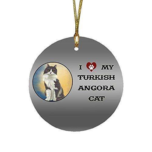 I love My Turkish Angora Cat Round Christmas Ornament