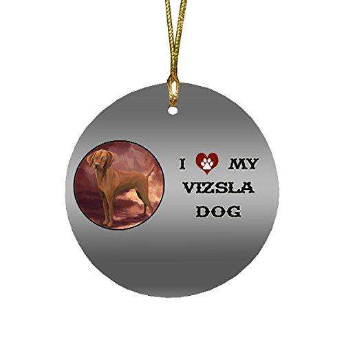 I love My Vizsla Dog Round Christmas Ornament