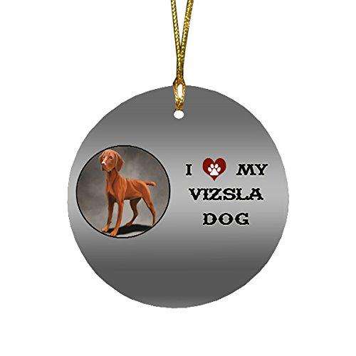 I love My Vizsla Dog Round Christmas Ornament