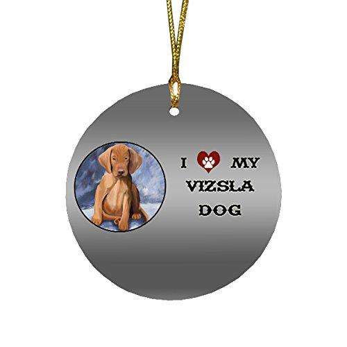 I love My Vizsla Puppy Dog Round Christmas Ornament